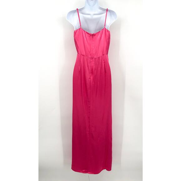 BARDOT Women's Zadie Midi Dress XS US 4 Raspberry Pink Satin Ruched NWT - Picture 10 of 16